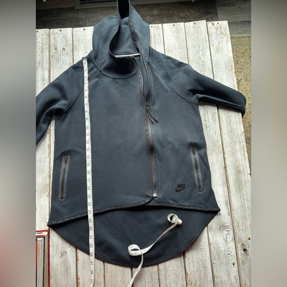 Nike Black Asymmetrical Zip Hooded Jacket | Size S - Picture 3 of 14